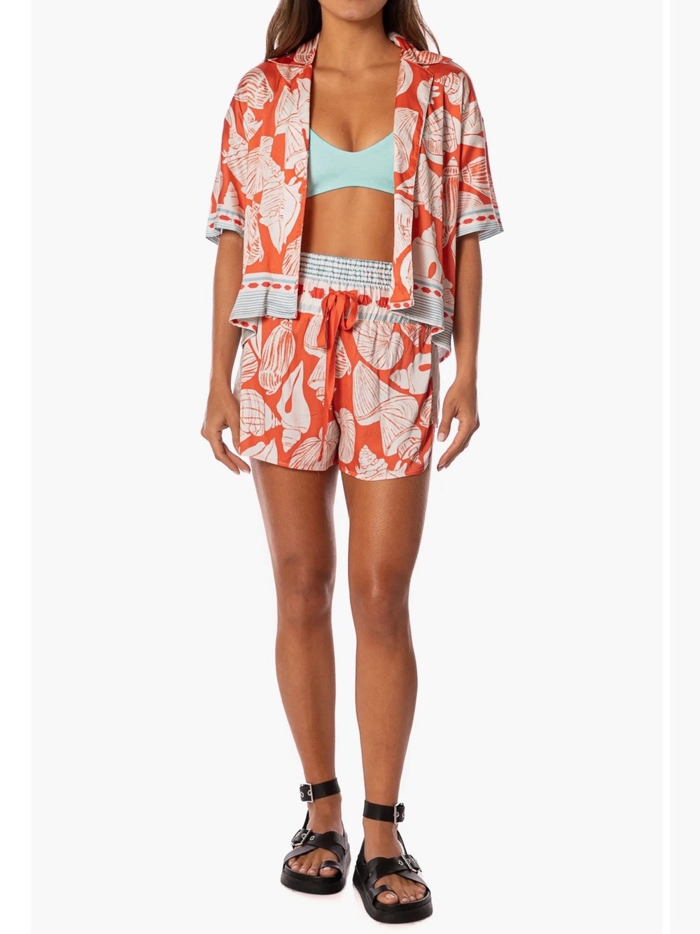 Women’s Coral Floral Drawstring Shorts